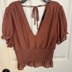 HYFVE Terracotta V-Neck Blouse